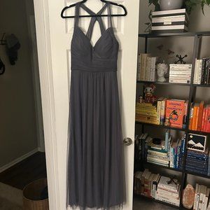 Bill Levkoff Chiffon Gray Halter Dress